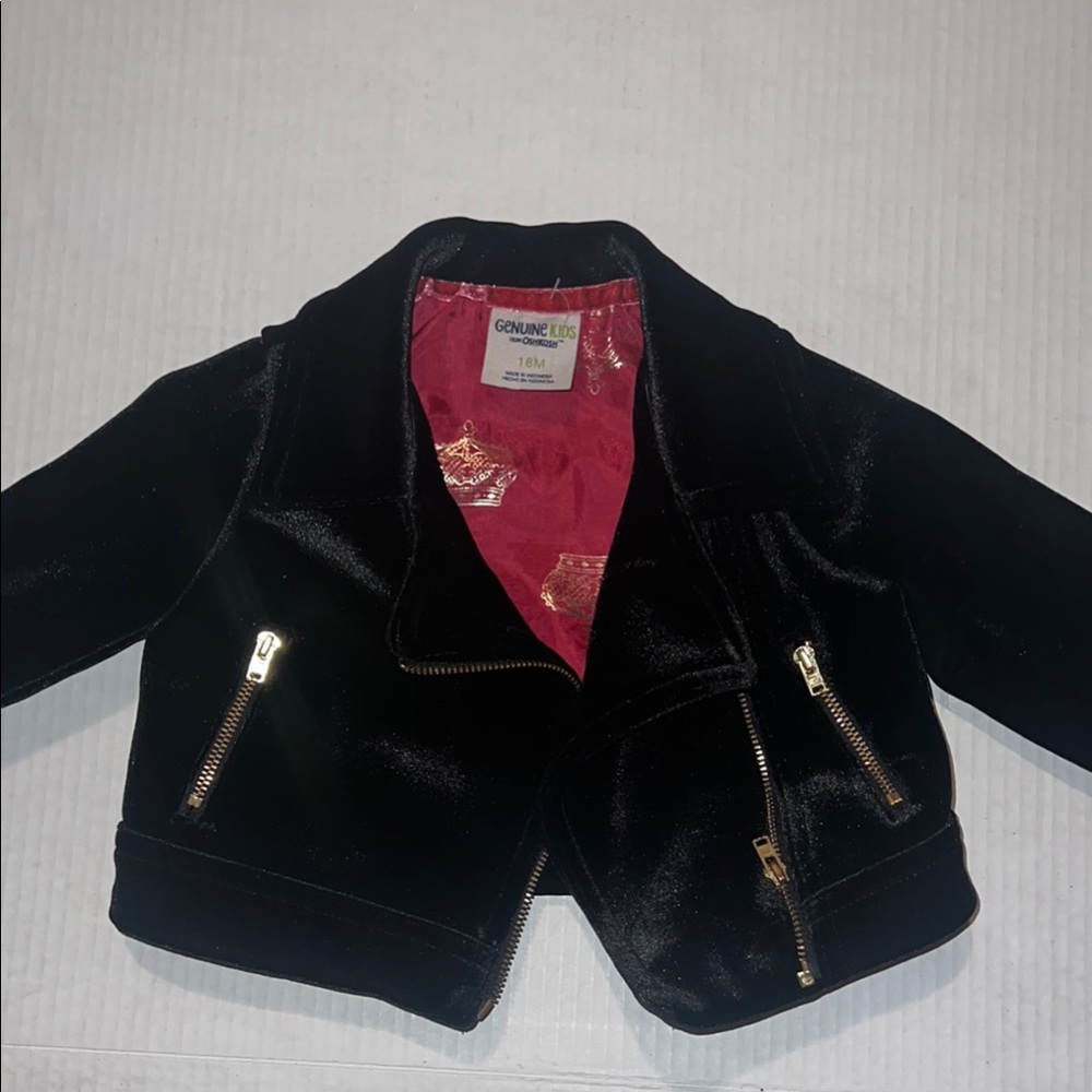 OshKosh B'gosh Genuine Kids Black and Red Blazer Velvet  Size 18months
